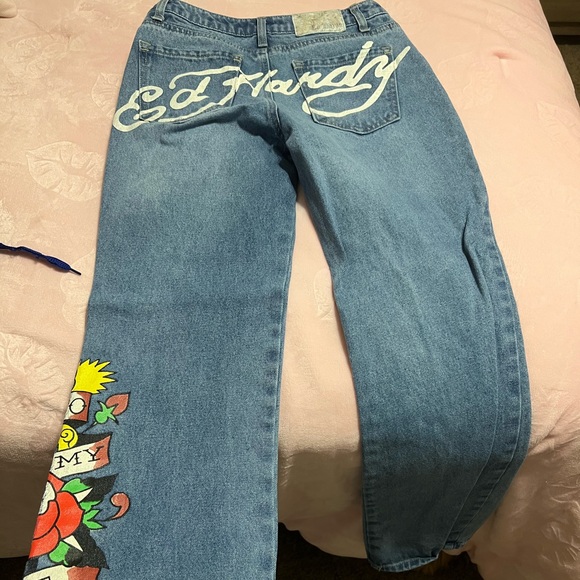 Ed Hardy Blue Graphic Women Jeans - Picture 2 of 3